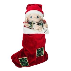 NWT Vintage 90s Precious Moments‎ Christmas Eve Doll in Christmas Stocking